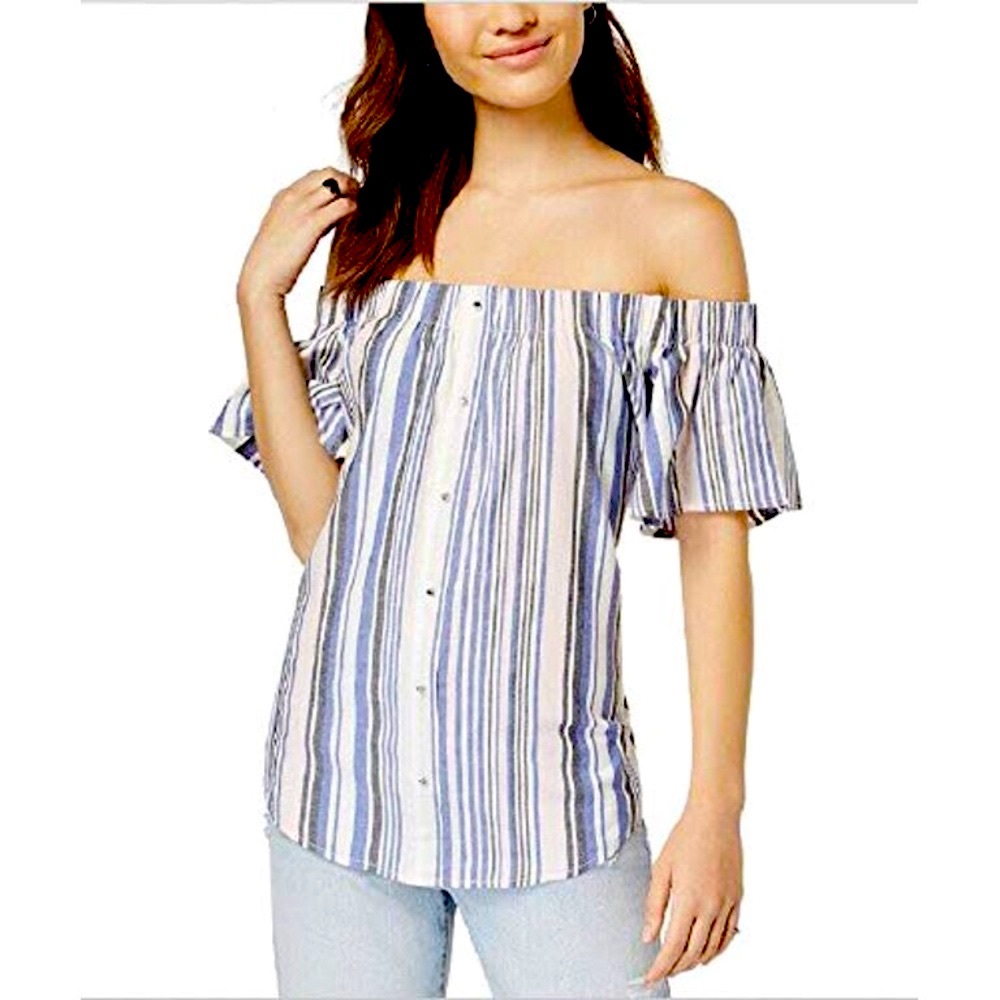 NWT Seven Sisters Striped Off-The-Shoulder Top